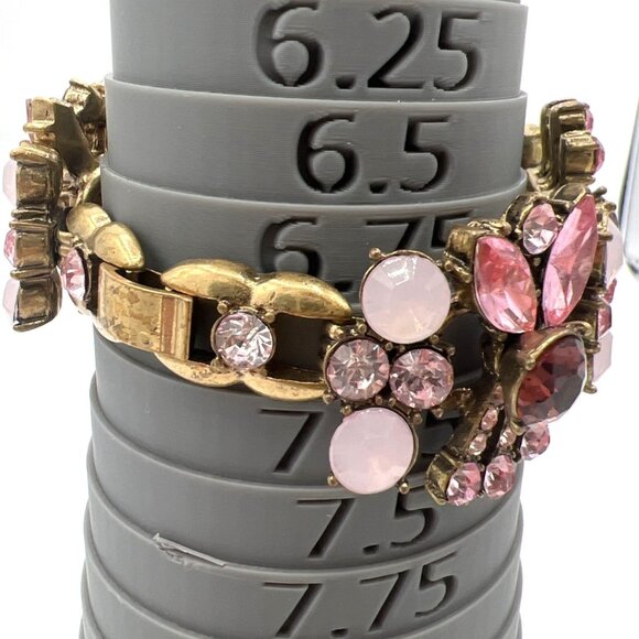 Vintage Pink Rhinestone Bracelet Aurora Style Opaline Cabochons 6.75” - Picture 6 of 9